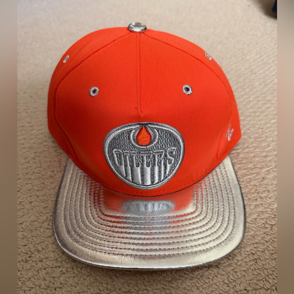 Edmonton Oilers Orange and Silver Cap with Logo